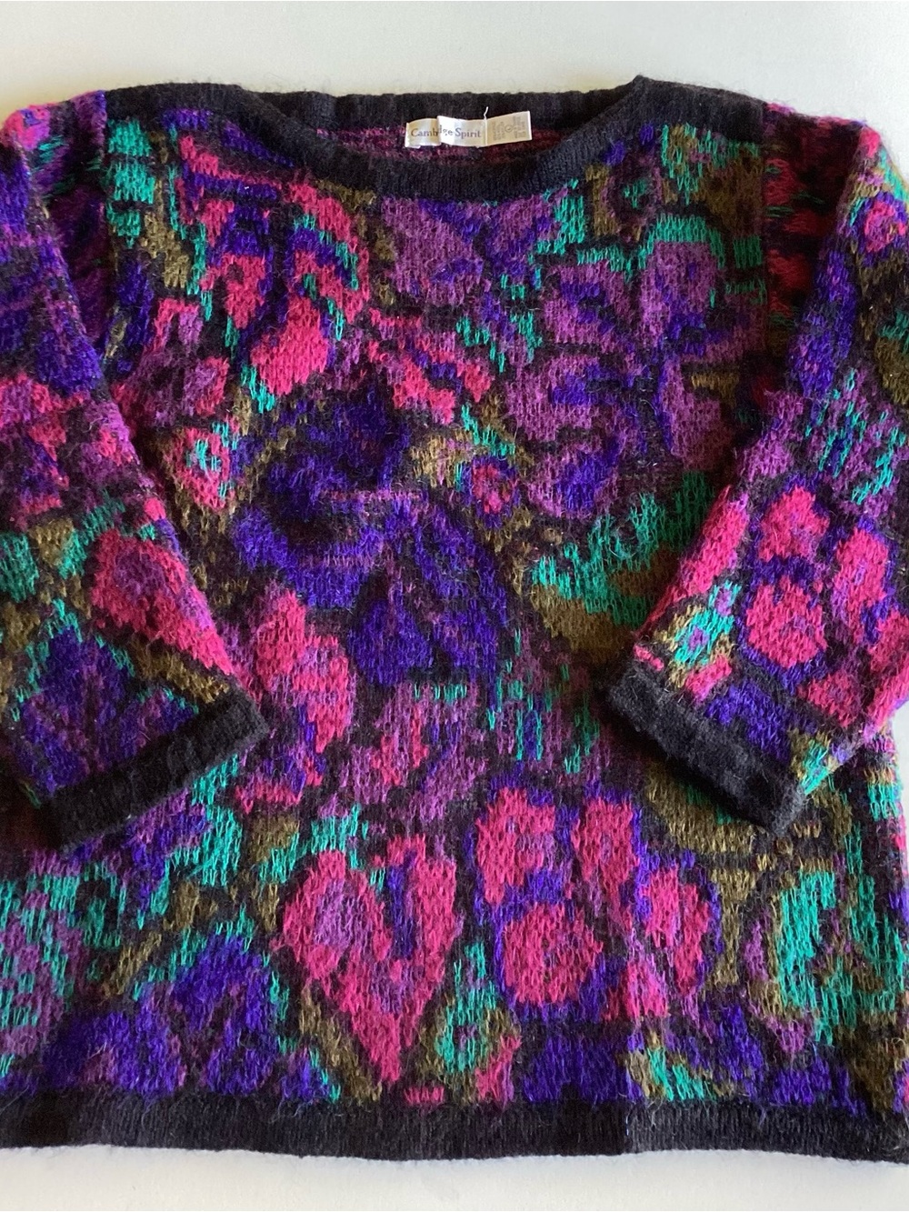 1980’s Wool Blend Floral Boatneck Sweater Cambridge Spirit